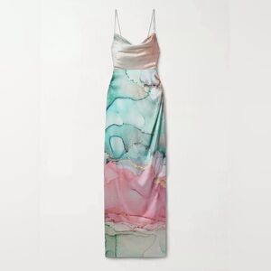 Retrofete Marlene Dress in Watercolor Marble Size M Silk